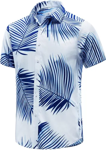 Miniatura 48 de EUOW - Camisas hawaianas para hombre de manga corta con botones, estampadas para la playa y el verano