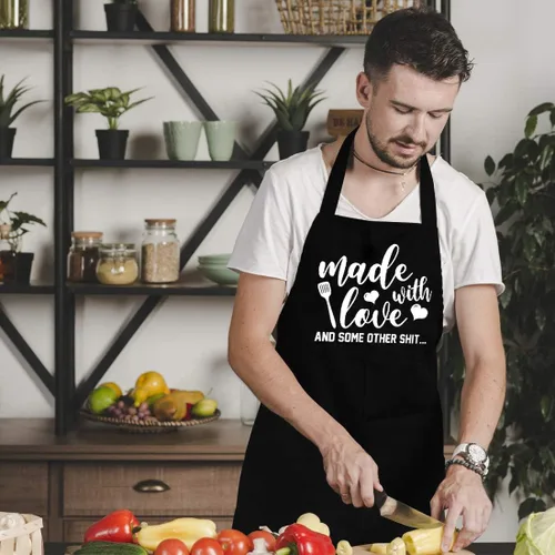Miniatura 4 de Delantales divertidos para mujeres y hombres, delantal de cocina novedoso con 2 bolsillos, bonitos regalos de repostería para panaderos, cumpleaños