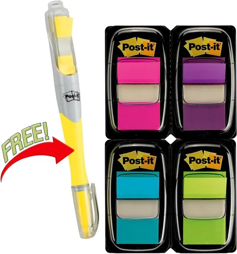 Miniatura 9 de Post-it 680PPBGVA - Paquete económico de banderas de página, colores surtidos, 200 banderas e resaltador con 50 banderas