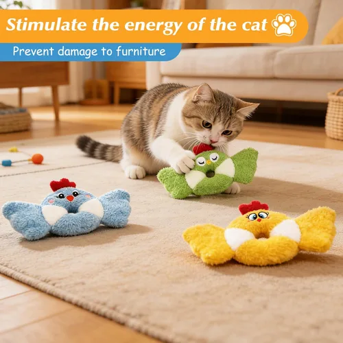Miniatura 6 de ETEKYER Juguetes para gatos de interior con hierba gatera y sonido arrugado, juguetes interactivos para gatitos de interior, juguete relajante