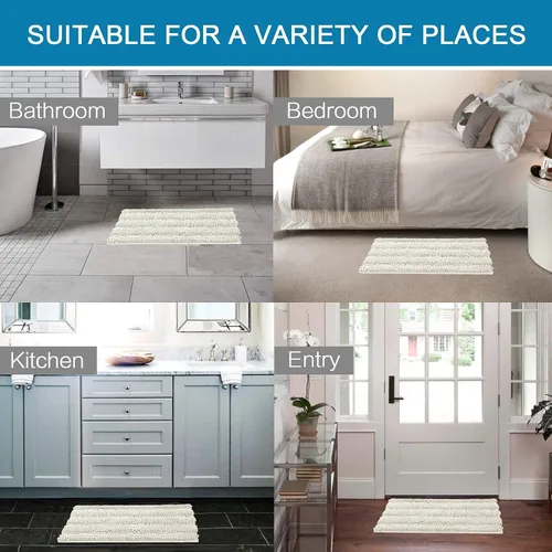 Miniatura 561 de H.VERSAILTEX Tapetes de baño antideslizantes para baño, alfombras de baño extragruesas de felpilla a rayas, tapetes de baño de 47" x 17", alfombras
