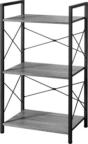 Miniatura 15 de HCHQHS Estantería Pequeña, Estantería Industrial Ajustable de 3 Niveles, Estantería Abierta Rústica, Estanterías Horizontales de Madera y Metal
