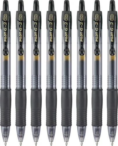 PILOT Pen 15316 G2 Premium - Bolígrafos de gel con punta rodante, recargables y retráctiles, punta gruesa, color negro, paquete de 8 unidades