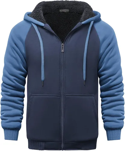 Miniatura 65 de GEEK LIGHTING Sudadera con capucha y cremallera para hombre, forro polar, chaqueta gruesa con capucha para invierno, cálida sudadera atlética