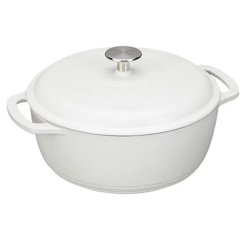 Miniatura 28 de Amazon Basics - Olla de horno holandés de hierro fundido con tapa, esmaltada, redonda, con asas dobles, resistente, pequeña, 7.3 cuartos de galón