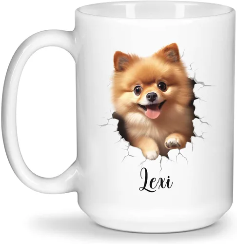 Miniatura 13 de Tazas de café con nombre personalizado único y emocionado Chihuahua rompió la pared, tazas de café personalizadas para perros, regalo para niños