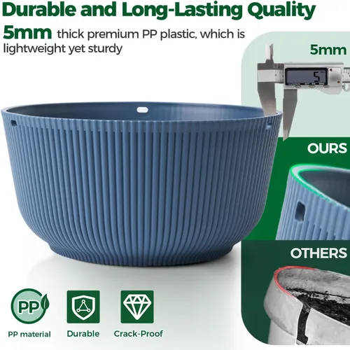 Miniatura 3 de T4U Macetas colgantes de 8 pulgadas para plantas de interior y exterior, juego de 2 macetas auto-regantes con agujero de drenaje, tapón y cadena