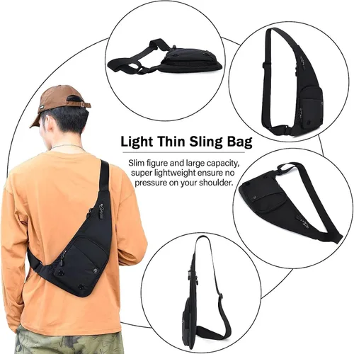 Miniatura 7 de Tealots Bolso bandolera delgado con bolsillo personal, bolso de hombro casual, mochila ligera, bolsa de pecho para viajes, senderismo