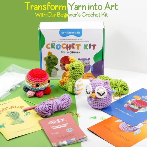 Miniatura 2 de Kit de ganchillo para principiantes, kit de animales de ganchillo con tutoriales en video e hilo suave, kits de manualidades para adolescentes