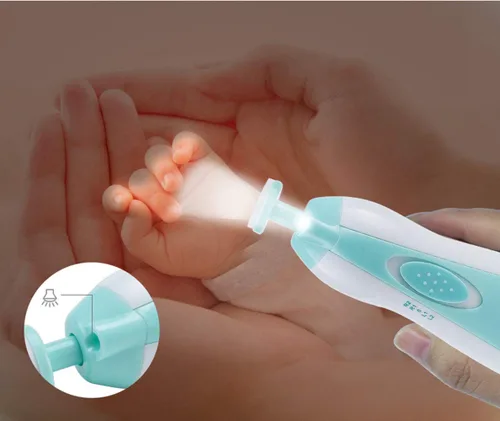 Miniatura 4 de Lima eléctrica de uñas para bebés con luz, 6 cabezales de molienda, kit de cortaúñas seguro para bebés recién nacidos y niños pequeños, dedos