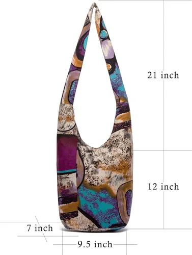 Miniatura 85 de Bolsa de hombro para mujer, de lona en estilo hippie/bohemio para llevar cruzada al hombro, disponible en diferentes colores y estampados