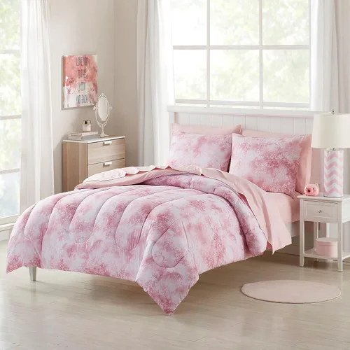 Juego de ropa de cama para niños en una bolsa para niños y niñas, juego de sábanas impresas y edredón, individual, Waterbury Marble Mármol Waterbury