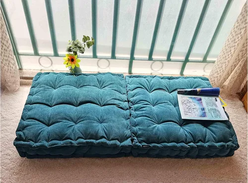 Miniatura 2 de Verpert Almohada de suelo de 25 x 25 pulgadas, cojín cuadrado de meditación asiento de suelo para adultos, cojín de asiento acolchado de gran