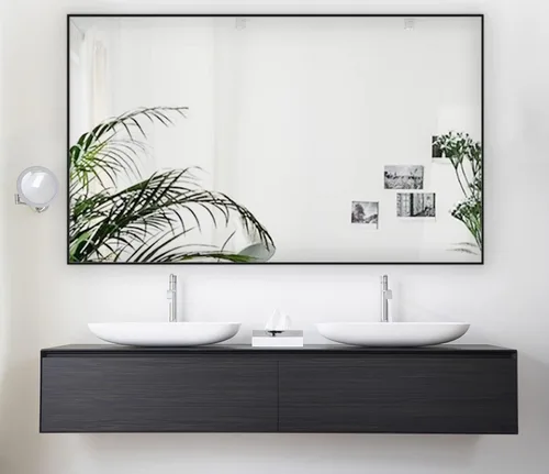 Miniatura 11 de Espejo de pared de baño, espejos de baño para pared, rectangular, moderno, espejo de pared para baño, colgante vertical u horizontal, para sala