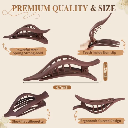 Miniatura 3 de Sisiaipu 10 pinzas planas para el cabello para mujer, pinzas de concordia francesa para cabello grueso y fino, pasadores con pico de pato