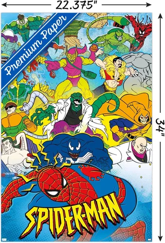 Miniatura 3 de Marvel Comics Spider-Man - Póster animado de pared de los años 90, 34 pulgadas de largo x 22.4 W, versión premium sin marco