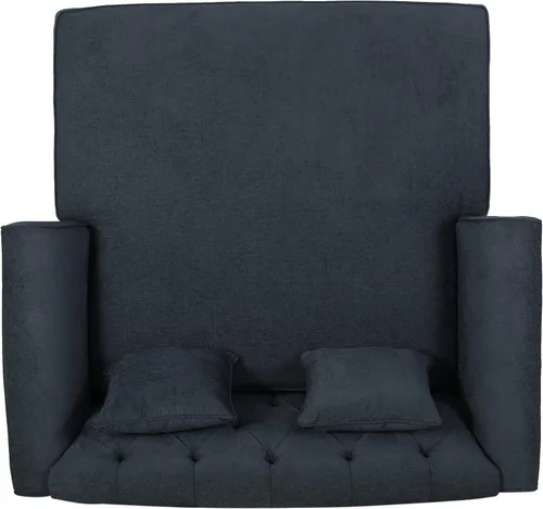 Miniatura 7 de Sofá Chaise Lounge azul oscuro para sala de estar: sofá biplaza clásico moderno con tela de terciopelo y patas de madera de abedul - Amplio asiento