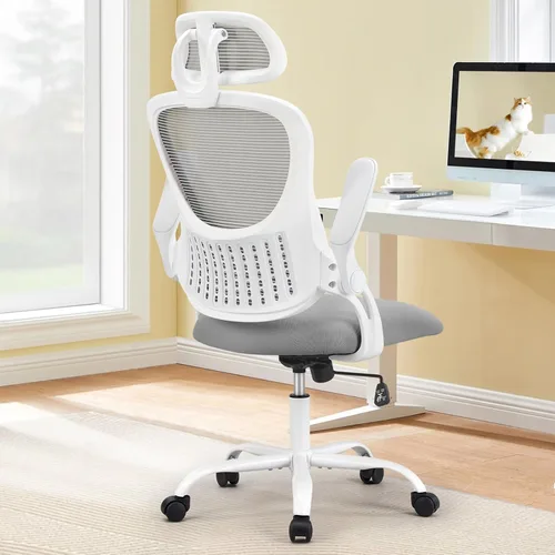 Sweetcrispy Silla de Oficina para Hogar, Silla de Escritorio Ergonómica de Malla con Respaldo Alto, Sillas de Computadora Giratorias con Ruedas y