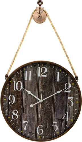 Pacific Bay Montpellier - Reloj de pared grande decorativo ligero con cuerda para colgar, reloj de pared moderno, silencioso, sin tictac, esfera 3D,
