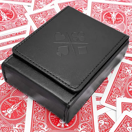 Miniatura 7 de Luck Lab Estuche/Soporte de Piel para una Sola Baraja de Cartas de Juego - Negro - Compatible con Cartas de Tamaño Póker y Puente