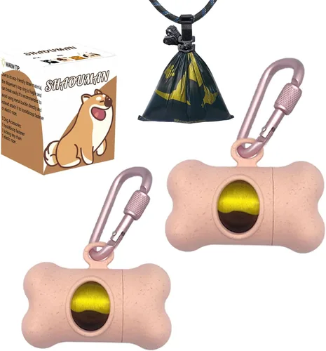Miniatura 11 de Soporte para bolsa de excremento de perro en forma de hueso para correa Dispensador con 15 bolsas de basura resistentes a fugas y clip de Trigo
