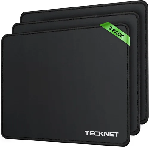 Miniatura 10 de TECKNET Paquete de 4 alfombrillas para mouse con costuras antideshilachamiento, superficie impermeable y base de goma antideslizante con bordes
