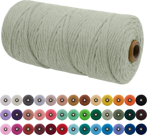 Miniatura 78 de JeogYong Cordón de macramé de un solo hilo 2mm x 164 yardas (492 pies) Cuerda de algodón suave, hilo de macramé 2 mm, suministros de macramé