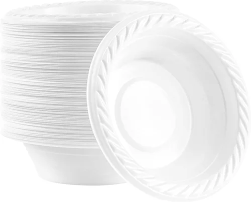 Miniatura 19 de Plasticpro Cuencos redondos de plástico para microondas, desechables, color blanco, vajilla (200, 16 onzas)