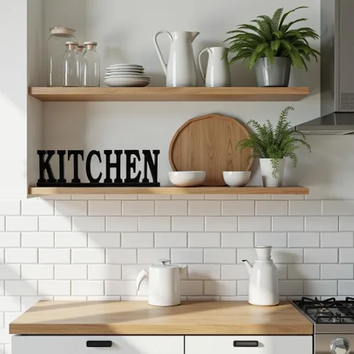 Miniatura 2 de Letrero de cocina de madera rústica con palabra de madera independiente, letrero decorativo para decoración de estantes