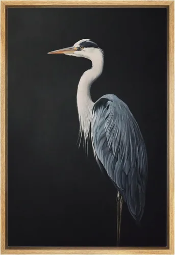 Miniatura 30 de wall26 Lienzo enmarcado para pared, acuarela, azul pastel, garza, galápagos, aves, animales, ilustraciones de naturaleza salvaje, arte moderno