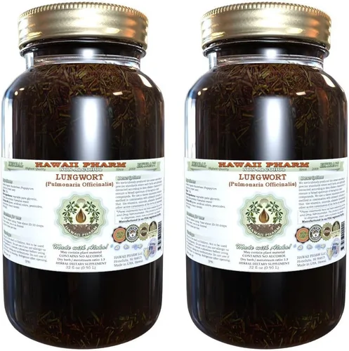 Miniatura 6 de Hawaii Pharm Lungwort Extracto líquido sin alcohol, grado profesional, pulmonaria lote pequeño (Pulmonaria officinalis), glicerita de hoja seca, 32
