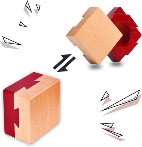 Miniatura 2 de DC-BEAUTIFUL Impossible - Caja de cola de milano Mini 3D Brain Teaser de madera, cajones mágicos de madera, caja de joyería, rompecabezas de juguete