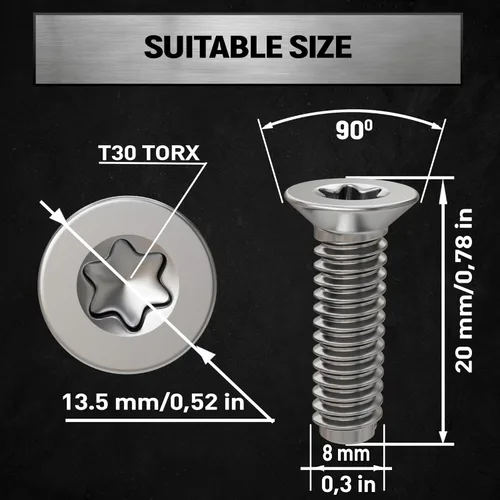 Miniatura 3 de 8 tornillos de retención de rotor de freno 11609271 de acero inoxidable M8x1.25 Torx T30 de repuesto para Chevrolet/GMC/Buick/Cadillac Silverado