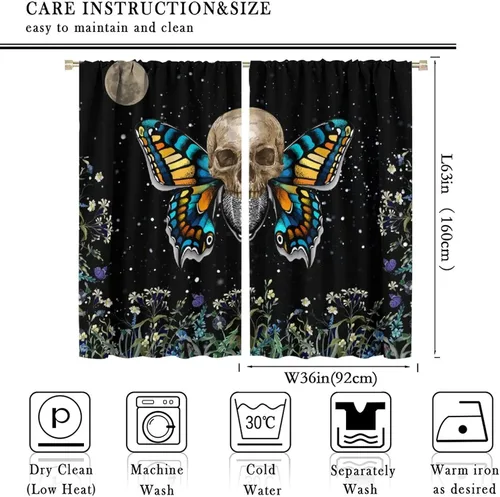 Miniatura 82 de Cortinas góticas de bosque de cuervos, para Halloween, espeluznante, negro, cuervo negro, alas oscuras, suspenso, bolsillo para barra, cortinas