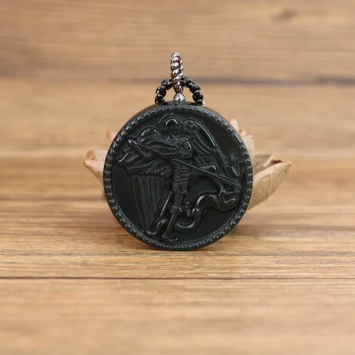 Miniatura 4 de COAI Collar colgante de obsidiana negra de joyería cristiana