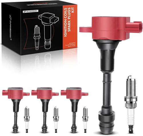 Miniatura 9 de A-Premium Juego de 4 (Negro) Paquete de Bobinas de Encendido y Bujías de Iridio Compatibles con Nissan Altima Sentra 2002-2006, X-Trail 2005-2006 L4