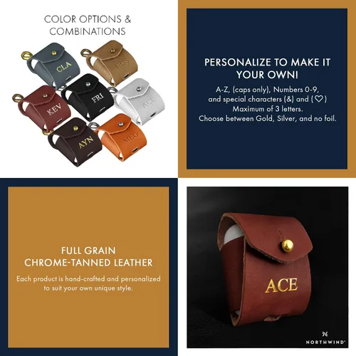 Miniatura 4 de Funda de cuero para Airpods. Soporte para cargador de Airpod personalizado. Funda de carga de cuero para Airpods 1 y 2. Regalo personalizado.