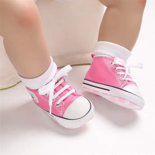 Miniatura 2 de Meckior - Zapatos deportivos de lona para bebé, con suela suave y caña alta, para sus primeros pasos y estar en la cuna