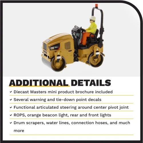 Miniatura 5 de Diecast Masters Compactador de utilidad CAT Caterpillar CB-2.7 con operador High Line Series 1/50 Diecast Model 85593