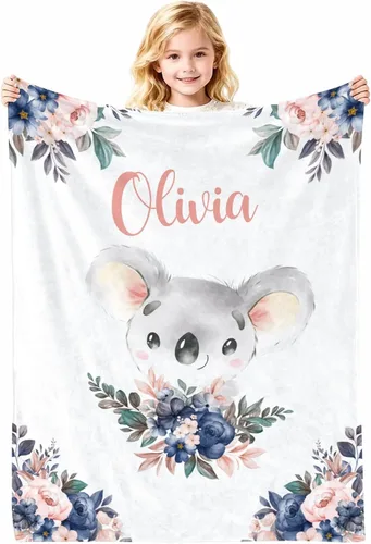 Miniatura 15 de Manta de bebé personalizada con nombre, cobijas de franela suaves y personalizadas con diseño de animales para recién nacidos, niños y niñas