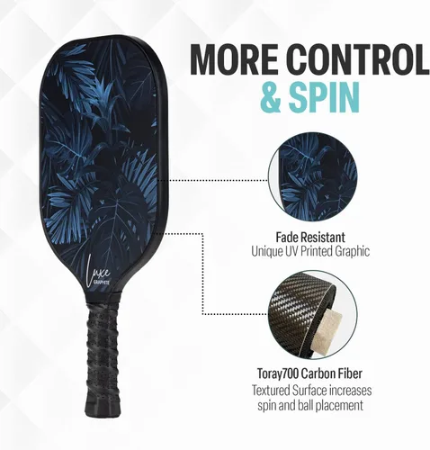 Miniatura 3 de Palms-O-Aces Carbon Fiber Pickleball Paddle – USAPA Approved 16mm T700 Graphite Paddle with Textured Spin Surface Lightweight Carbon Fiber Palmas