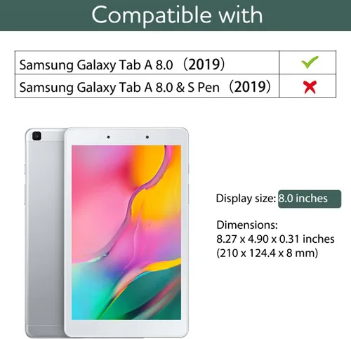 Miniatura 2 de SURITCH Funda para Samsung Galaxy Tab A 8.0 2019 (SM-T290/T295), [Protector de pantalla integrado] [apagado automático/activación] Funda de piel