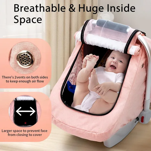 Miniatura 2 de Funda de asiento de automóvil impermeable para bebé, funda de asiento de automóvil infantil con lunares de visón 3D con 2 rejillas de ventilación