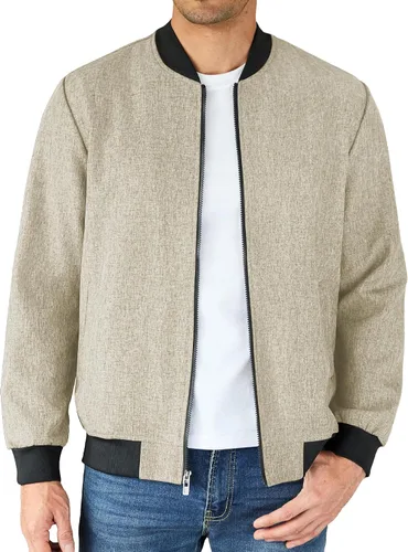 Miniatura 6 de COOFANDY - Chaqueta universitaria casual para hombre, estilo vintage, bomber ligera con cremallera, de moda