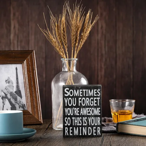 Miniatura 4 de Jetec Letrero inspirador de madera de 5 x 4 pulgadas, escritorio de oficina en casa, decoración motivacional, regalo con texto en inglés "Sometime
