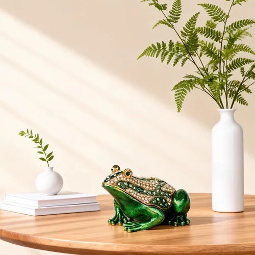 Miniatura 5 de Frog - Joyero con bisagras esmaltadas pintadas a mano, figuras de animales, adornos artesanales, regalo único para decoración del hogar