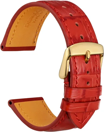 Miniatura 24 de WOCCI - Correas para reloj de cuero italiano, grano de cocodrilo en relieve, elige color y ancho 14 mm 18 mm 19 mm 20 mm 21 mm 22 mm, Negro