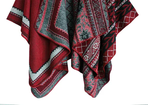 Miniatura 138 de Urban CoCo Poncho de colores para mujer, chal con frente abierto, color en bloques