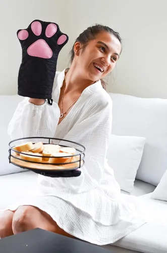 Miniatura 8 de Guantes para Horno, Diseño de Gato, Guantes de Cocina Resistentes al Calor con Forro de Algodón Acolchado - Guantes Portaollas Resistentes al Calor