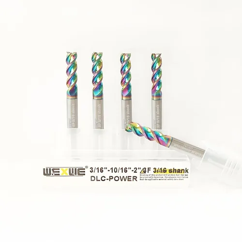 Miniatura 24 de Fresas WEXWE Tools Serie DLC de carburo con extremo cuadrado, revestimiento tipo diamante, fresa para aluminio, cobre, aleaciones de magnesio